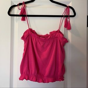 Topshop pink tie strap crop top size 6